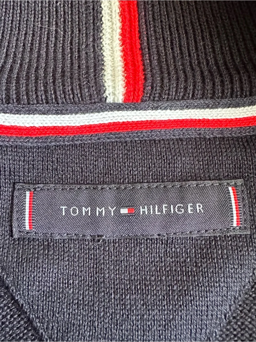 Tommy Hilfiger Men's Navy 1/4 Zip Sweater XXL Classic Preppy Heritage Coastal